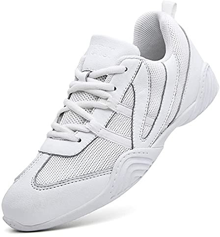 DADAWEN Damen Cheerleading Schuhe Mädchen Outdoor Turnschuhe Gymnastik Jazz Yoga Tanzschuhe,Weiß,36 EU