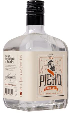 PIERO Dry Gin - Einzigartiger und Feinster Handwerklicher Gin mit Frischen Botanicals, Ideal für Aperitifs und Cocktails, Perfekt für Gin-Liebhaber, 42% Vol - Hergestellt in Italien, 700ml