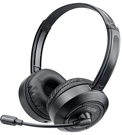 SBS Casque réglable avec Microphone pivotant, pour PC, Ordinateur Portable, Tablette, Jeux, smartworking, enseignement à Distance, Help Desk, vidéocall, utilisable sans Fil ou avec Fil.