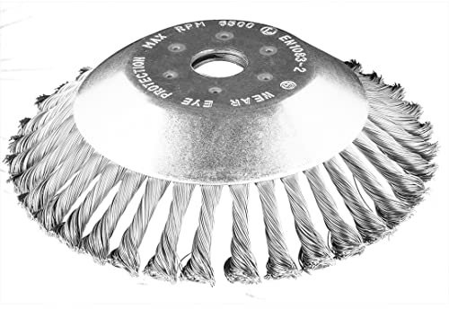 GRAPHITE Cepillo de alambre para amoladora de gasolina 150/200 x 25,4 mm, duro y suave, diámetro exterior 150/200 mm, orificio interior de 25,4 mm, para limpieza de adoquines (200 x 25,4 mm, duro)