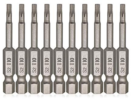 VictorsHome Lot de 10 embouts de tournevis magnétiques Torx T10, tige hexagonale de 6,35 mm, longueur de 5,1 cm, étoile de sécurité en acier S2