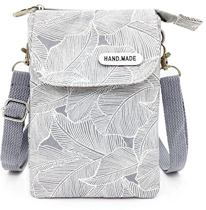 Katleay Handytasche Zum Umhängen, Handy Umhängetasche, Tasche, Umhängen, Multifunktionale, Damen, Mit Schultergurt, für Alltag, Schule, Einkauf (Grau)