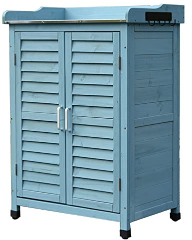 Utomhusförvaringsskåp Trädgårdsskåp Trädgårdsredskapsbodar Diverse Förvaringsskåp Regn- Och Solskydd (Color : Blå, S : 66x43x95cm)
