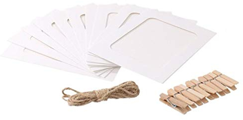 DOITOOL Retro Bilderrahmen Set 6 Zoll Mit Schnur Und Clips 10-Teilig Kraftpapier Fotoaufhängung Für Kreative Diy Wohnaccessoires Dekoration