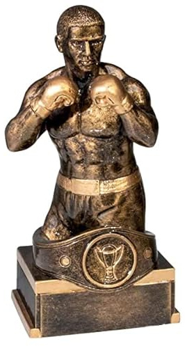 Boxen-Pokal Box-Champion Resinfigur Bronze mit Gravur & Emblem, 18 cm | Individuelle Siegerfigur aus Resin, inkl. 2,5 cm Motiv-Emblem und personalisiertem Gravurschild für Boxsport & Turniere
