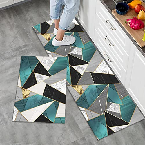 LY4U Lot de 2 Tapis de Cuisine Antidérapants, Modernes et Lavables pour Couloir, Salle à Manger et Entrée, 40 x 60 cm + 40 x 120 cm