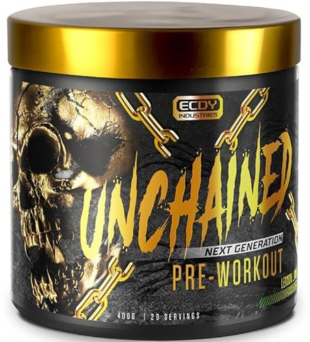 UNCHAINED Pre Workout Booster mit Koffein | 400 g | Fitness Drink mit L-Arginin, L-Citrulin-Malat & Beta-Alanin | Preworkout Booster für 100% Fokus, Pump & Energy | Lemon Lime