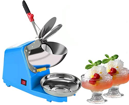 Broyeur à Glace à Quatre Couteau 300w,Machine à Glace PiléE Commerciale Domestique 1500 Tr/Min,Fabricant de CôNe De Neige 85 Kg/H, Broyeur à Glace Argenté à Quatre Lames pour Restaurants, Cantines, Ba