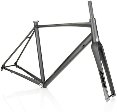 ZFF 700C Rennrad Rahmen Aluminium-Legierung 48/50/52/54/56CM Rahmensatz Mit Kohlefaser-Gabel Steckachse 12 * 142mm Scheibenbremse XC-Rahmen Interne Führung (Color : Black Gray, Size : 50CM)
