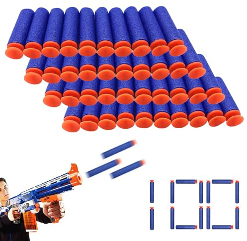 Freccette in Schiuma, Dardi Morbide e Proiettile - Dardi per Pistola Giocattolo, Pallottole Blu, Ricambio Munizioni, 100pcs