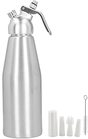 Xcello Dispensador De Espuma Batidor De Nata De Aleación De Aluminio Con 3 Boquillas Decorativas Perfecto Para Uso En El Hogar Y La Tienda De Postres(14.2in* 3.7in-1000ML)