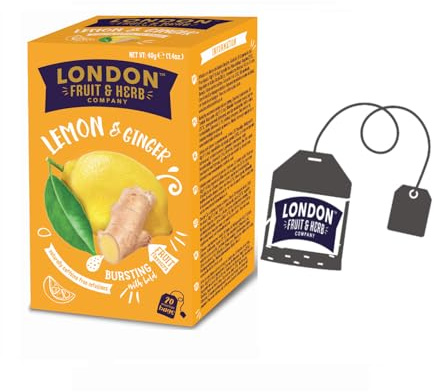 London Fruit® | Infuso Limone e Zenzero | 20 Bustine Senza Caffeina - 40g | Digestivo