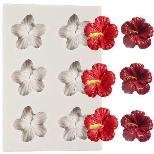 QDMOLDS Molde de Silicona con Diseño de Flores de Hibisco para Decoración de Pasteles, Cupcakes, Dulces, Chocolate, Postres, Pasta de Goma, Arcilla Polimérica, Manualidades y Decoración de Tartas