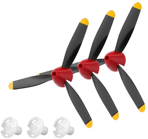 NQEUEPN 3 Sätze RC Flugzeug Propeller 3 Blätter, Spielzeugpropeller-Flugzeugteil Ferngesteuerter Flugzeugpropeller Ersatz Kompatibel mit P40-Kampfflugzeug 761-13 Funkgesteuertes Flugzeug mit Adaptern