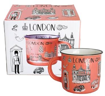 London Elegance Coffee/Tea Cup Souvenir Iconic Cityscape Design Home Kitchen Office, Decorative Gift Box - UK England London Souvenir