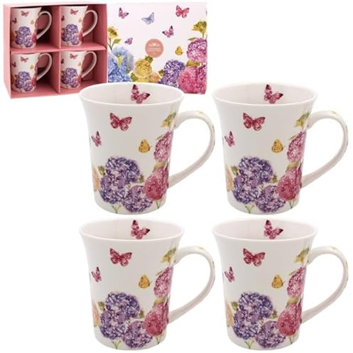 Lesser & Pavey - Juego de 4 tazas de café de cerámica para el hogar o el trabajo, diseño premium para todas las ocasiones, bonitas tazas para té, café y bebidas calientes - Jennifer Rose Gallery