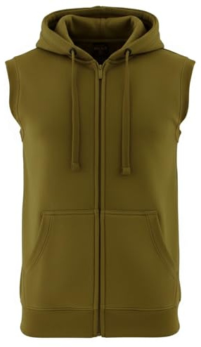 ROCK-IT Apparel Herrtröja med huva ärmlös, jacka med huva och dragkedja, fitness hoodie herr [storlekar S-4XL] sweatshirt träningsväst, pullover, tank top, olive green XXL