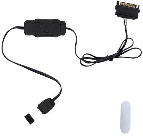 LANMINGLEL Controlador SATA ARGB de 5 V 3 pines fuente de alimentación, control remoto a rayas de luz con modo de luz integrado