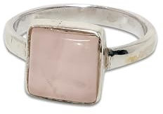 Anillo de cuarzo rosa, anillo de plata 925, anillo de piedra preciosa, cuarzo rosa natural, joyería rosa, anillo de declaración, anillo de cuarzo, anillo de piedra natural, anillo de cojín (13,5)