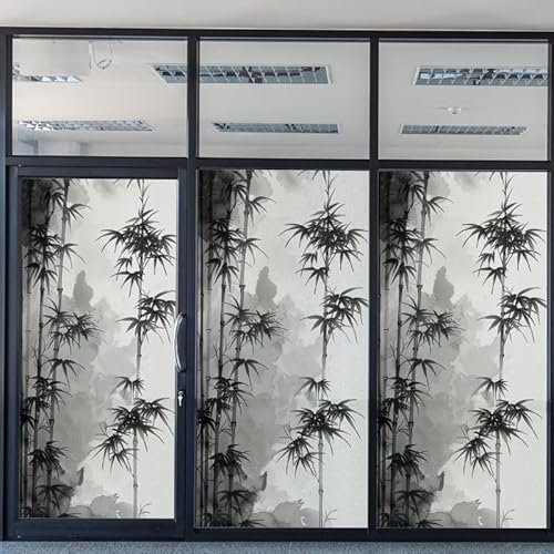 Milchglasfolie Graue Pflanzen Graffiti Fensterfolie Blickdicht Fenster Sichtschutzfolie Milchglasfolie Selbstklebend Fenster Milchglasfolie Fenster Sichtschutzfolie Fenster Bad60x116cm/2 Pcs