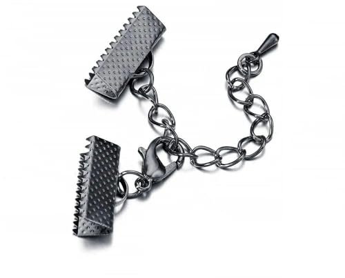 10er-Packung 10–40 mm Crimpkappen, Schieberohrverschluss mit Karabinerverschluss, Verlängerungskette, Perle zur DIY-Schmuckherstellung, Gun Black x 10er-Packung, 1,3 cm