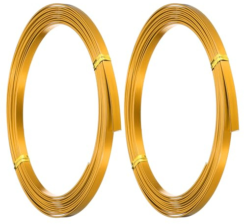 PATIKIL 10 Ft 18 Gauge 5mm Aluminium Biegsamer Flachdraht Gold | Für Gesichtsmasken aus Harzrahmen Drahtwickelhandwerk, Flachdraht