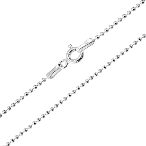 Treasure Bay Damen Silberkette – 925 Sterling Silber 1,6 mm Kugelkette – Layering- und Stapel-Halskette – Längen 40–60 cm (40 Cm)