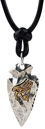 Halsketten Männer, Halskette Vintage Pfeilspitze Feuerstein Speerkopf Halskette Ägyptisches Gold Auge für Frauen/B