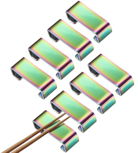 sourcing map 8pcs 304 Stainless Steel Chopstick Rest, Flat Chopstick Stand Holder Knife Rest for Countertop Holding Chopstick Spoon Forks Knife Tabletop Decoration, Colorful