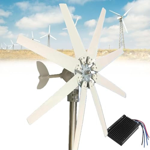 Turbinas eólicas 220V con Controlador Carga a Prueba Agua 8 aspas para Uso doméstico Turbina eólica Vertical,6000W Sin Ruido Turbina eólica Vertical levitación magnética Vertical