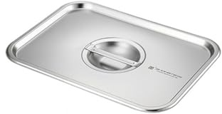 AHUFGN Bac INOX Alimentaire Plateau de Service rectangulaire en Acier Inoxydable épais avec Couvercle, Assiettes de Conservation des Aliments, récipient(40x30cm(Lid))