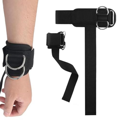 Auriselle 2 Stück Handgelenkgurte zum Gewichtheben Zughilfen Krafttraining Gewichthebergurte mit D-Ringen Verstellbarem Klettverschluss rutschfeste Zughilfen Poignées de Fitness für Krafttraining