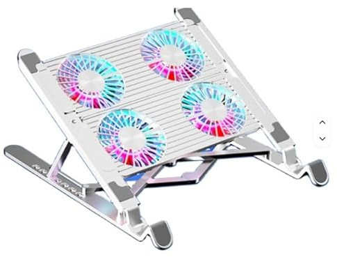 Laptop Cooling Stand, 4 Quiet RGB Fans, Adjustable Foldable Laptop Riser and Cooler Pad for gaming laptops, Macbooks and Notebooks