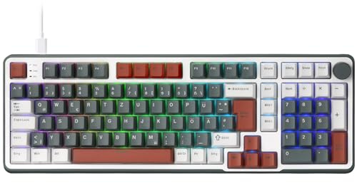 RK ROYAL KLUDGE C98DE 8K GamingTastatur, HallEffekt-Magnetschalter, QWERTZ | 95% RGB-kabelgebundene mechanische magnetische Schnellauslösetastatur einstellbarer Betätigung, 8K-Abfragerate für FPS-Gamer