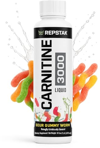 Liquid L-Carnitine 3000mg – Sour Gummy Worm Flavour | Liquid Carnitine 3000 Fat Burner Support with B Vitamins | L-Carnitine Liquid 31 Servings, 473mL