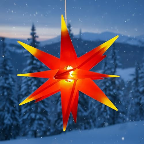 GURU SHOP 3D Außenstern Kaspar, Weihnachtsstern, 18 Spitzen, Ø 55 cm Trafo rot/gelb offen