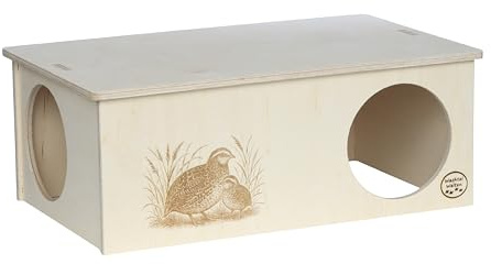 Wachtelhaus Familienresidenz Deluxe – ca. 47 × 28,5 × 19 cm, 2 Eingänge Ø 13 cm, Abnehmbarer Deckel