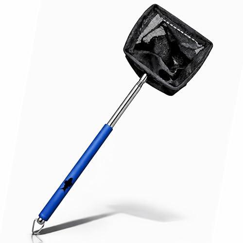 Aquarium Kescher Feinmaschig 7 x 6 cm – Garnelenkescher mit Teleskopstiel 19–55 cm, Nano Fischnetz für Garnelen, Jungfische und Artemia, Fischfangnetz, Aquarienkescher Aquarium Zubehör für Aquascaping