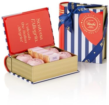 Venchi - Mini Libro con 8 Cioccolatini Assortiti, 105 Gr, Senza Glutine, Senza Coloranti e Conservanti, Idea Regalo Festa della Mamma