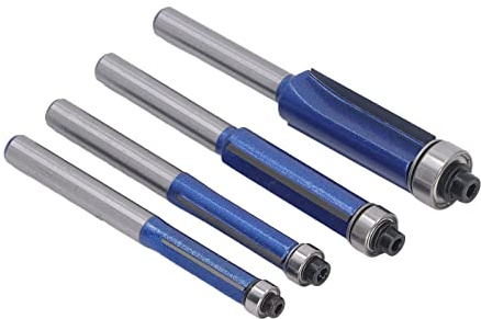 Spacnana Punta per Rifinitura a Filo con Cuscinetto, Lega di Acciaio Al Tungsteno, Set da 4 Pezzi per la Lavorazione del Legno e il Taglio di MDF