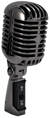 Asixxsix Dynamisk Mikrofon, Professionell Kardioid Pickup Zinklegering Sångmikrofon med Stötfästestruktur, Retro Dynamisk Sångmikrofon för Livescenuppträdande Studioinspelning (Gunmetal grå)