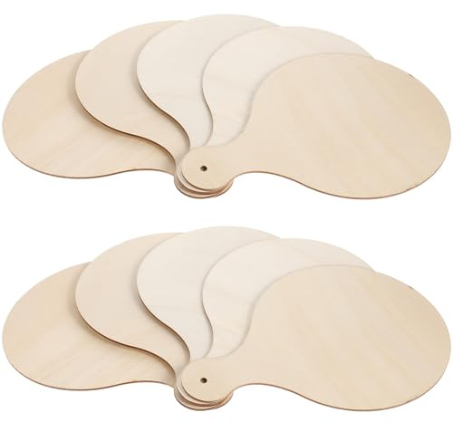 JEWEDECO 10 Pezzi Tagliere Faggio Rotondi in Legno con Manico, Superficie Liscia, senza Bave, per DIY e Portata di Pane, Formaggi e Frutta