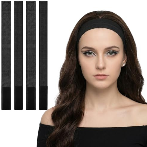Qianyu 4 Pcs Elastic Bands for Wig Elastic Edge Wrap Band Lace Melting Bands Adjustable Wig Headbands to Keep Lace Front Wigs in Place and Lay Edges for Women Frontal Laying
