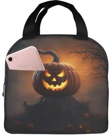 Anceky Bolsa térmica aislante con estampado de fantasma y calabaza de Halloween (1 unidad) - Bolsa reutilizable para el almuerzo - Lonchera para mujeres, hombres, trabajo y picnic