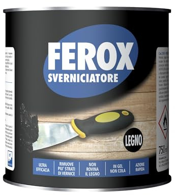 FEROX - Sverniciatore Specifico, 750ml | Per Legno Rimuove Vernici Vecchie e Resistenti Formula in Gel Densità Ottimale Non Cola
