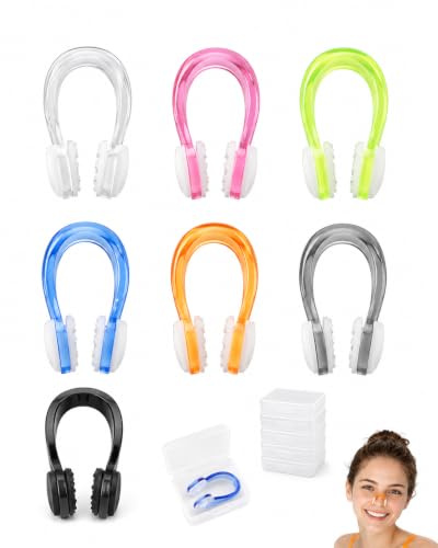 YIPFEN Pince Nez Natation Lot de 7, Silicone Médical Souple & Imperméable, Empêche l'Eau dans le Nez, Confort Ergonomique Piscine/Plongée Adulte/Enfant avec Boîte