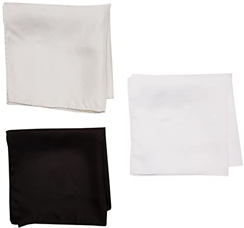 Stacy Adams Herren 100% Silk Hand Rolled 17x 17 Pocket Square Three Piece Set Taschentuch, Weiß/Schwarz/Silber, Einheitsgröße