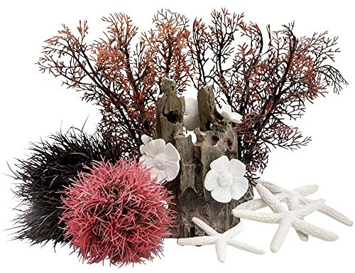 biOrb 48442 Decor Set 15L Red Forest - Aquariendekoration aus künstlichen Wasserpflanzen, Wurzeln und Steinen, für Süßwasser und Meerwasser