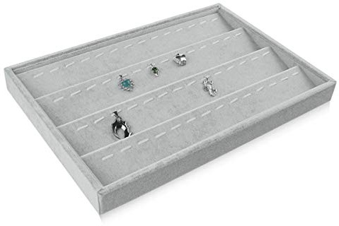 Bocar, espositore per gioielli in velluto grigio, organizer per collane, bracciali, anelli e orecchini GP-56DZ