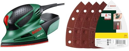 Bosch Home and Garden Ponceuse Multi Bosch PSM 100 A + Lot de 25 abrasifs (différents matériaux, grain 40/80/120/180)